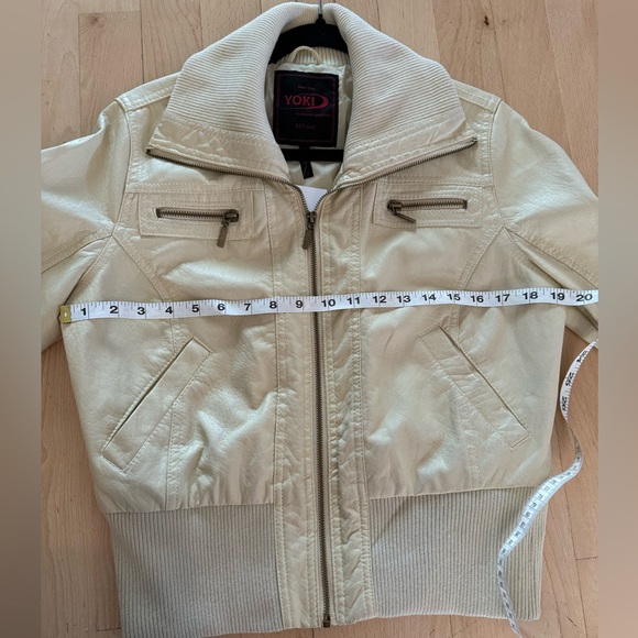 Yoki Butter yellow Y2K bomber leather jacket size medium - Picture 7 of 10